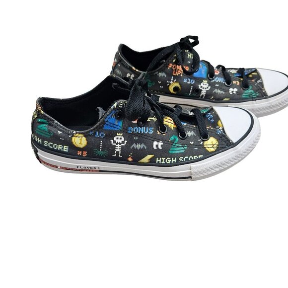 Converse All Star Low Top Sneakers Retro‎ Video Game Print Unisex  Junior Size 4 - Picture 1 of 12